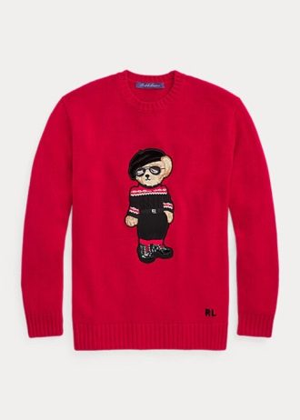 Červené dámské svetry Ralph Lauren unar New Year Bear