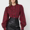 Červené dámské topy s knoflíky Ralph Lauren Červené dámské topy s knoflíky Ralph Lauren