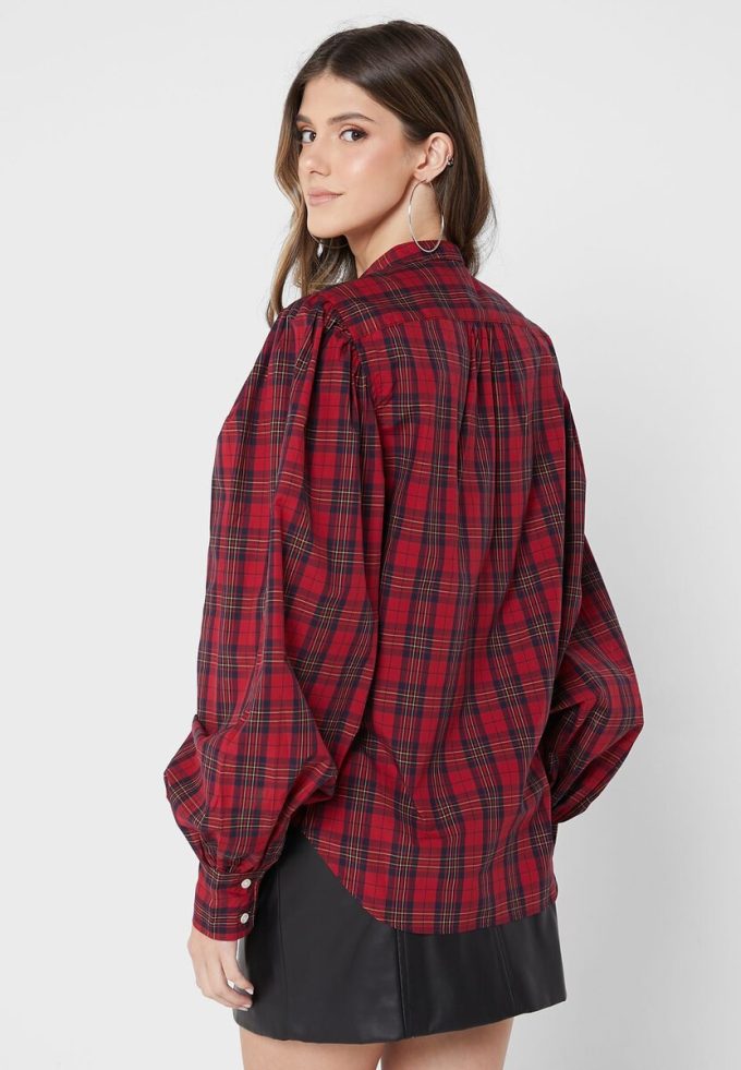 Červené dámské topy s knoflíky Ralph Lauren Červené dámské topy s knoflíky Ralph Lauren