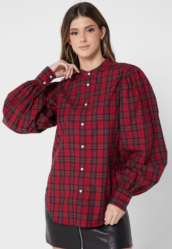 Červené dámské topy s knoflíky Ralph Lauren Červené dámské topy s knoflíky Ralph Lauren