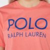 Červená dámská trička s grafickým logem Ralph Lauren Červená dámská trička s grafickým logem Ralph Lauren