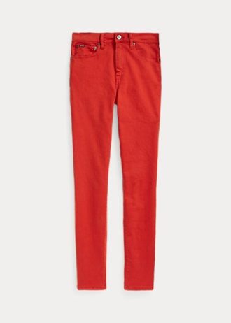 Červené dámské vysoké úzké džíny Ralph Lauren Tompkins