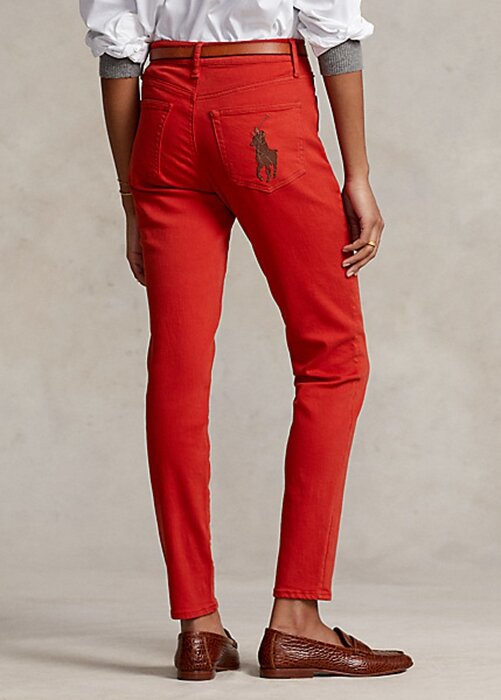Červené dámské vysoké úzké džíny Ralph Lauren Tompkins Červené dámské vysoké úzké džíny Ralph Lauren Tompkins