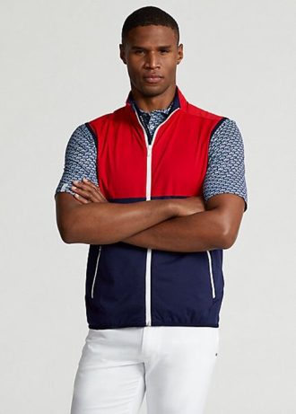 Červená / námořnická pánská vodoodpudivá sbalitelná vesta Ralph Lauren