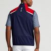 Červená / námořnická pánská vodoodpudivá sbalitelná vesta Ralph Lauren