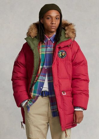 Červené pánské bundy Ralph Lauren oboustranné péřové bundy