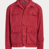 Červené pánské bundy Ralph Lauren Twill Wading