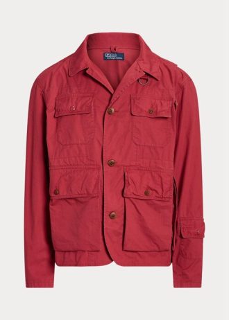 Červené pánské bundy Ralph Lauren Twill Wading