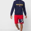 Červené pánské šortky s logem Ralph Lauren Červené pánské šortky s logem Ralph Lauren
