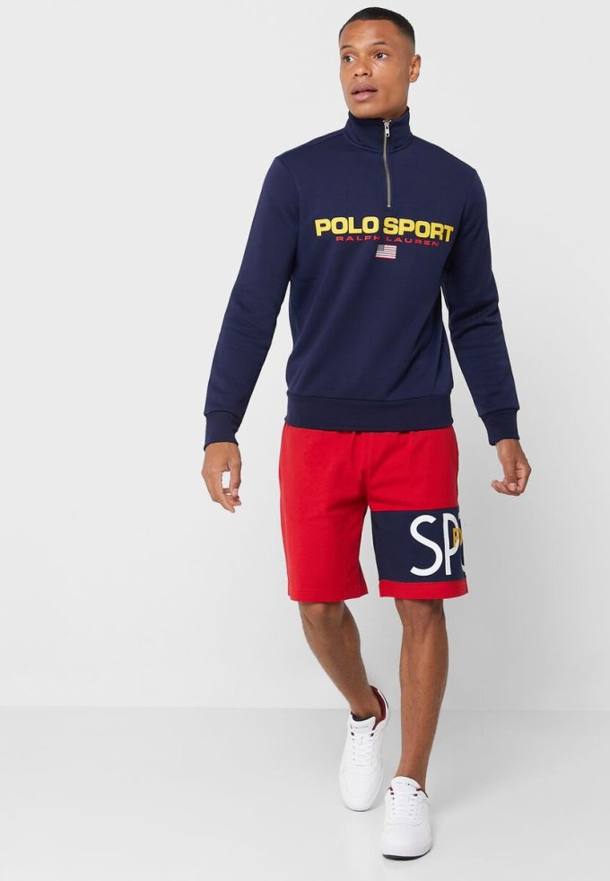 Červené pánské šortky s logem Ralph Lauren Červené pánské šortky s logem Ralph Lauren