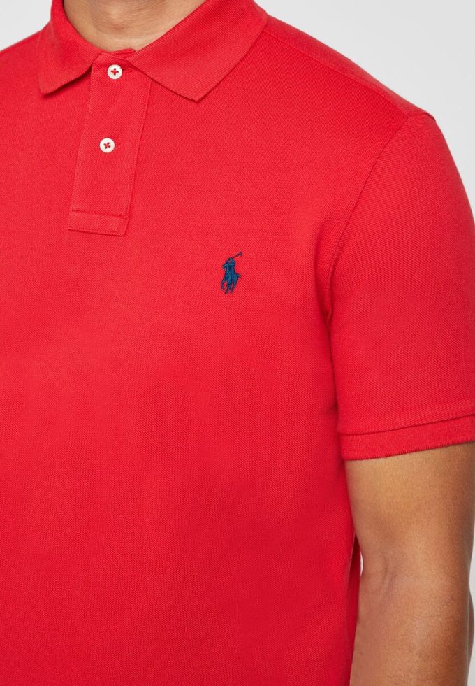 Červené pánské polokošile Ralph Lauren Basic Mesh Červené pánské polokošile Ralph Lauren Basic Mesh