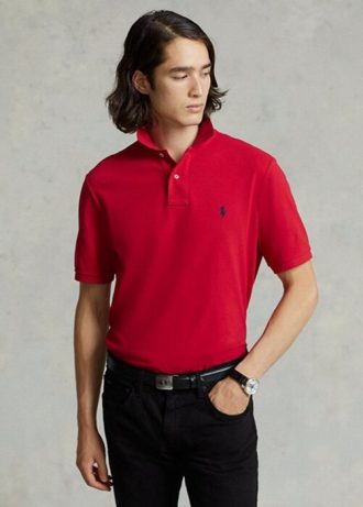 Červené pánské polokošile Slim Fit Mesh Ralph Lauren Červené pánské polokošile Slim Fit Mesh Ralph Lauren