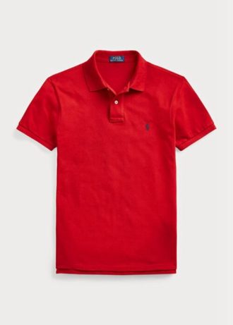Červené pánské polokošile Slim Fit Mesh Ralph Lauren Červené pánské polokošile Slim Fit Mesh Ralph Lauren