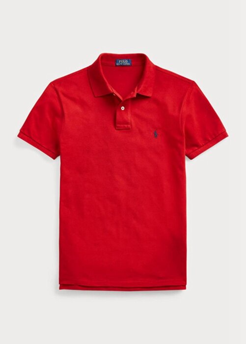 Červené pánské polokošile Slim Fit Mesh Ralph Lauren Červené pánské polokošile Slim Fit Mesh Ralph Lauren