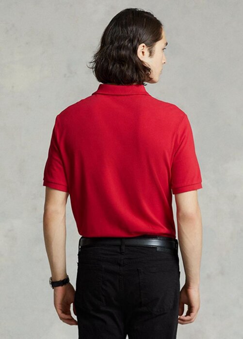 Červené pánské polokošile Slim Fit Mesh Ralph Lauren Červené pánské polokošile Slim Fit Mesh Ralph Lauren
