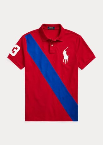 Červené pánské polokošile ze síťoviny Ralph Lauren Big Pony Červené pánské polokošile ze síťoviny Ralph Lauren Big Pony
