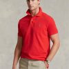 Červené pánské Slim Fit Mesh Polo košile Ralph Lauren Custom Červené pánské Slim Fit Mesh Polo košile Ralph Lauren Custom