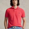 Červené pánské Slim Fit Mesh Polo košile Ralph Lauren Custom Červené pánské Slim Fit Mesh Polo košile Ralph Lauren Custom