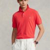 Červené pánské Slim Fit Mesh Polo košile Ralph Lauren Custom Červené pánské Slim Fit Mesh Polo košile Ralph Lauren Custom