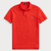Červené pánské Slim Fit Mesh Polo košile Ralph Lauren Custom Červené pánské Slim Fit Mesh Polo košile Ralph Lauren Custom