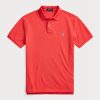 Červené pánské Slim Fit Mesh Polo košile Ralph Lauren Custom Červené pánské Slim Fit Mesh Polo košile Ralph Lauren Custom
