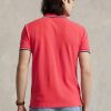 Červené pánské Slim Fit Mesh Polo košile Ralph Lauren Custom Červené pánské Slim Fit Mesh Polo košile Ralph Lauren Custom