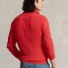 Červené pánské svetry Ralph Lauren síťované bavlněné svetry se čtvrtky na zip