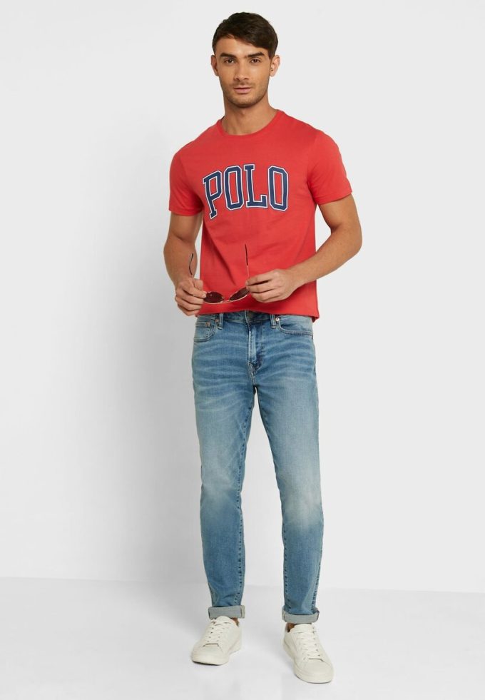 Červená pánská trička Ralph Lauren Slogan Crew Neck Červená pánská trička Ralph Lauren Slogan Crew Neck