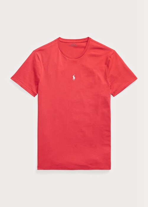 Červená pánská trička Slim Fit Crewneck Ralph Lauren Custom Červená pánská trička Slim Fit Crewneck Ralph Lauren Custom