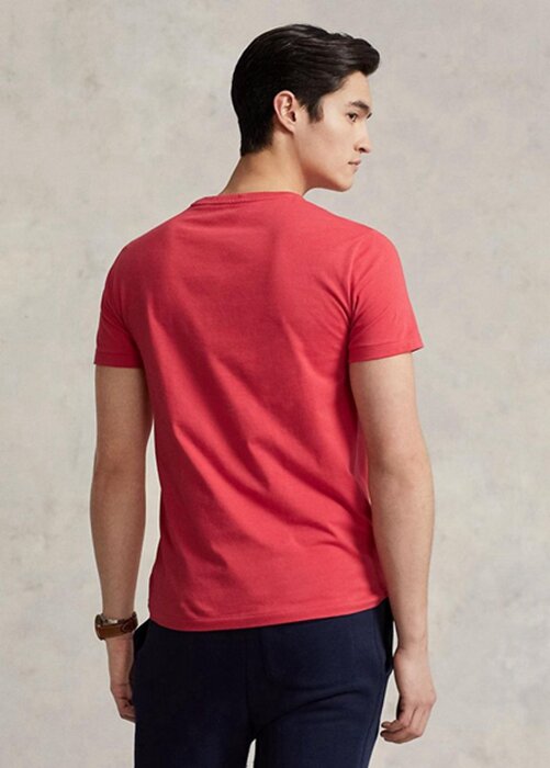 Červená pánská trička Slim Fit Crewneck Ralph Lauren Custom Červená pánská trička Slim Fit Crewneck Ralph Lauren Custom