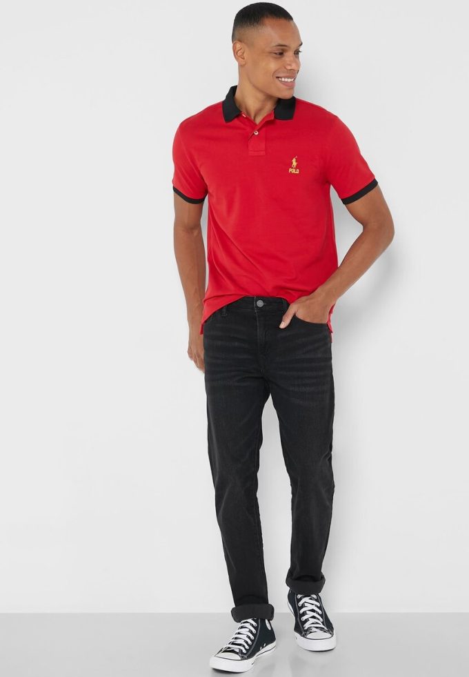 Červená pánská základní trička Ralph Lauren Červená pánská základní trička Ralph Lauren