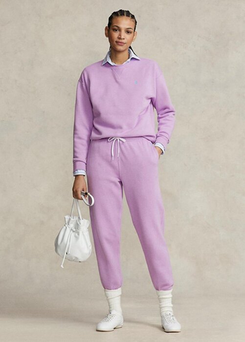 Fialové dámské atletické kalhoty Ralph Lauren Fleece Fialové dámské atletické kalhoty Ralph Lauren Fleece