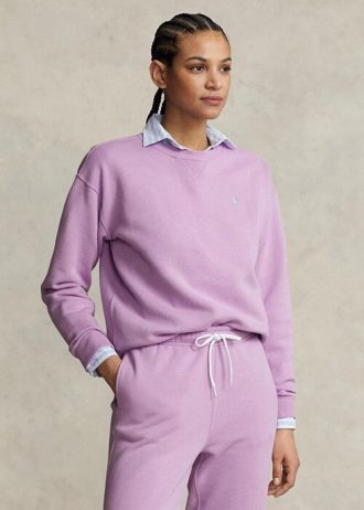Fialové dámské mikiny Ralph Lauren Fleece Crewneck Pullover Fialové dámské mikiny Ralph Lauren Fleece Crewneck Pullover