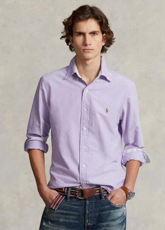 Fialové pánské košile Oxford Slim Fit Ralph Lauren