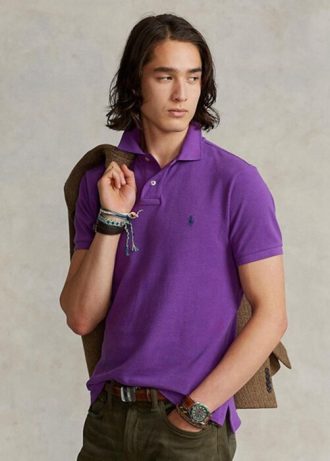 Fialové pánské polokošile Slim Fit Mesh Ralph Lauren Custom Fialové pánské polokošile Slim Fit Mesh Ralph Lauren Custom