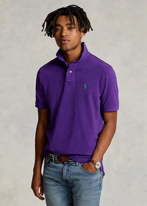 Fialové pánské polokošile Slim Fit Mesh Ralph Lauren Custom Fialové pánské polokošile Slim Fit Mesh Ralph Lauren Custom