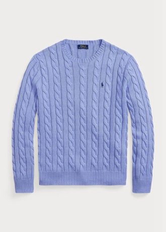 Fialové pánské svetry Ralph Lauren Bavlněné svetry s kabelovým úpletem