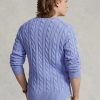 Fialové pánské svetry Ralph Lauren Bavlněné svetry s kabelovým úpletem