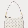 Francouzská námořnická dot/krémová dámská polka-Dot kožená kabelka Ralph Lauren