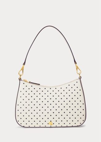 Francouzská námořnická dot/krémová dámská polka-Dot kožená kabelka Ralph Lauren