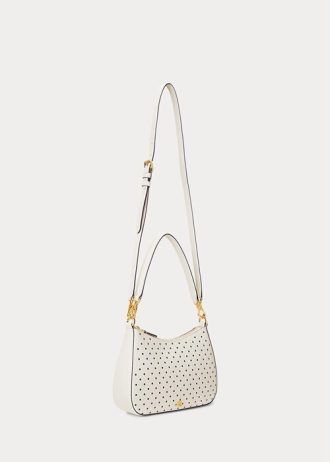 Francouzská námořnická dot/krémová dámská polka-Dot kožená kabelka Ralph Lauren