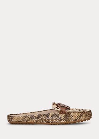 Hadí dámské Ralph Lauren Brynn Embossed Leather & Haircalf Driver ploché boty