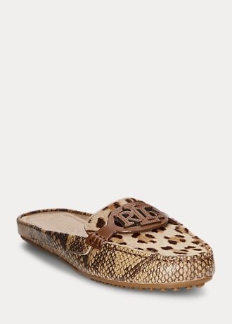 Hadí dámské Ralph Lauren Brynn Embossed Leather & Haircalf Driver ploché boty