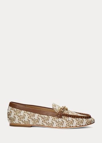 Hnědé dámské žakárové mokasíny Ralph Lauren Averi II Monogram Hnědé dámské žakárové mokasíny Ralph Lauren Averi II Monogram
