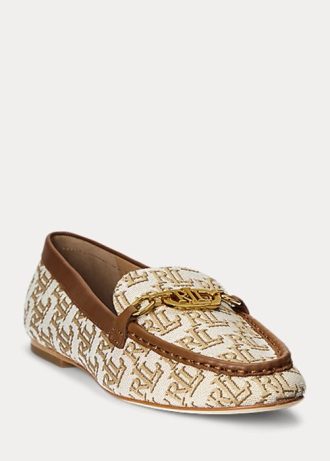 Hnědé dámské žakárové mokasíny Ralph Lauren Averi II Monogram Hnědé dámské žakárové mokasíny Ralph Lauren Averi II Monogram