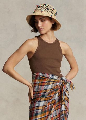 Hnědé dámské bavlněné tílka s žebrovaným úpletem Ralph Lauren