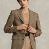 Hnědé dámské blejzry ze směsi plátna Ralph Lauren rybí kosti