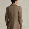 Hnědé dámské blejzry ze směsi plátna Ralph Lauren rybí kosti
