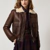 Hnědé dámské bundy Ralph Lauren Niketa Burnished Merino Shearling