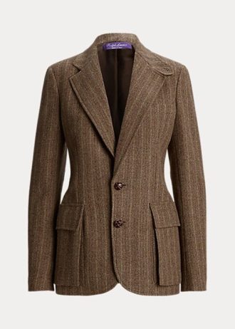 Hnědé dámské bundy Ralph Lauren Preston Herringbone Hnědé dámské bundy Ralph Lauren Preston Herringbone